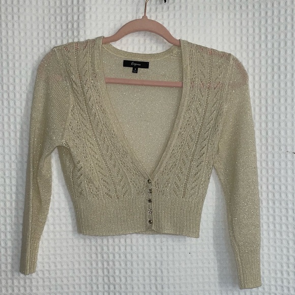 Express crop cardigan (Size S)with gold sparkly tank for underneath (Size XS) - Picture 2 of 9
